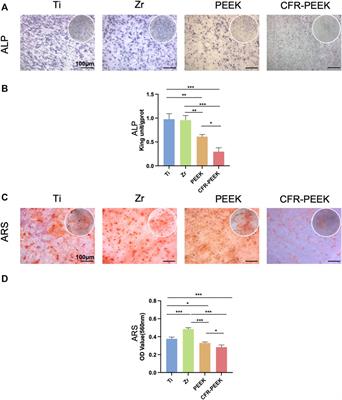 In vitro physicochemical and biological properties of titanium alloy, zirconia, polyetheretherketone, and carbon fiber-reinforced polyetheretherketone